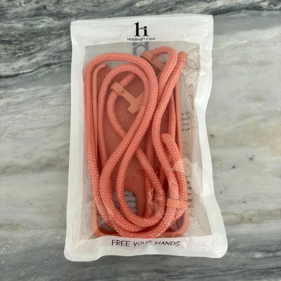 NWT‎ HoldingIT iPhone 11 Pro Peach Silicone Lanyard Crossbody Phone Case Cover