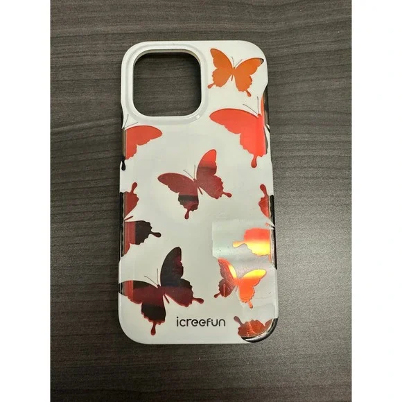 Icreefun iPhone‎ Case Butterfly Holographic Iridescent MagSafe Compatible White