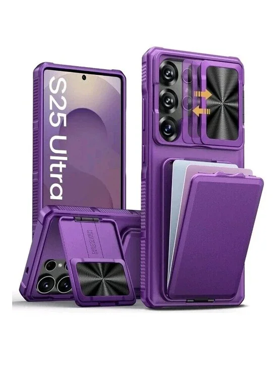 Discover Innovations Samsung Galaxy S25 Ultra Case with Card Holder, Dark Purple