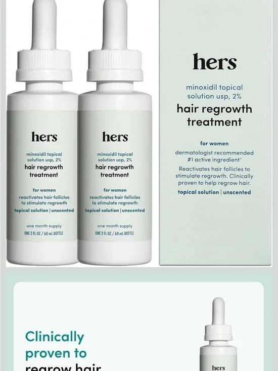 hers Minoxidil Hair Regrowth Treatment for Women - White