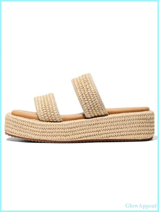 Platform Sandals Raffia Espadrille Wedge Heel Beach Summer Shoes