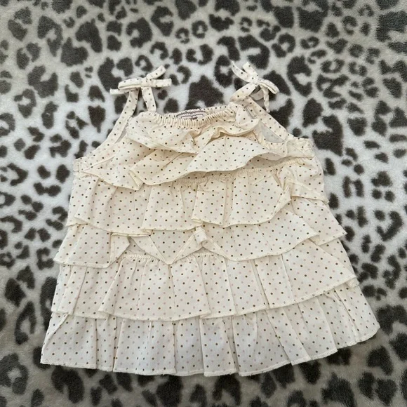 2006 Old Navy Polka Dot Ruffle Cami Tank Top in Cream Size 6-12 months