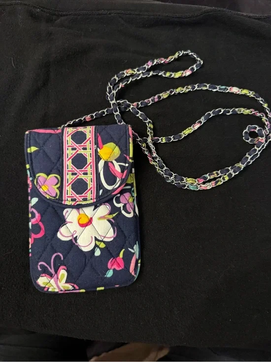 Vera Bradley Quilted Floral Crossbody Mini Phone Pouch - Navy with Florals
