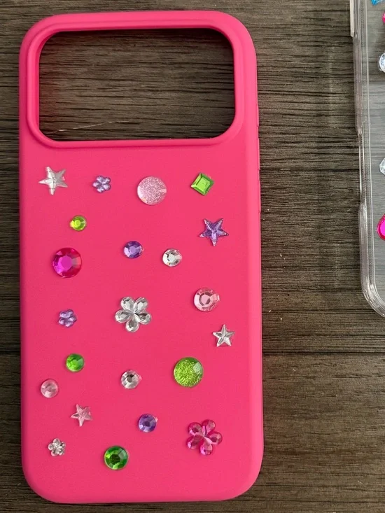 Hot Pink Phone Case with Gems - iPhone 17 pro max