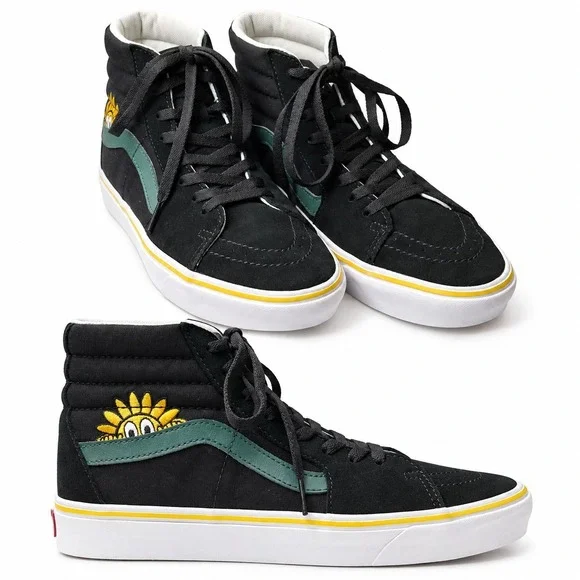 VANS ComfyCush Sk8-Hi Trip Outdoors Sneaker Men/8 Wmn/9.5 Black Yellow Sunny Day