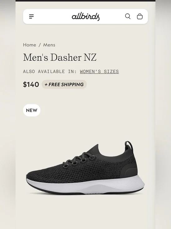 Brand New Allbirds Wool Dasher NZ Men's Size 12 Natural Black White Sole