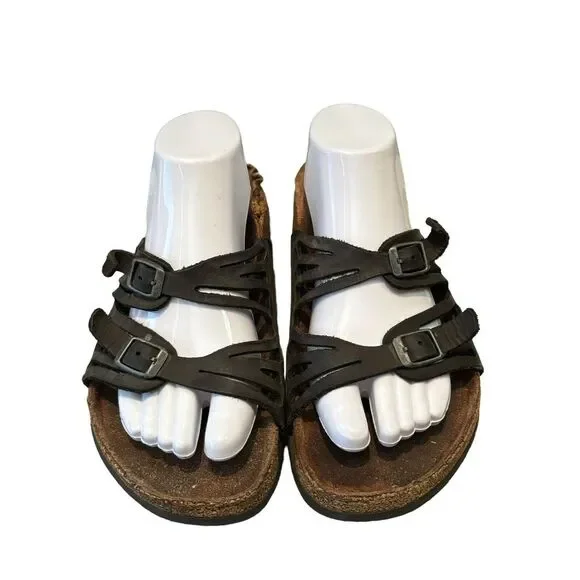 Birkenstock‎ Womens Granada Soft Habana Black Leather Sandals Size 40 US 9