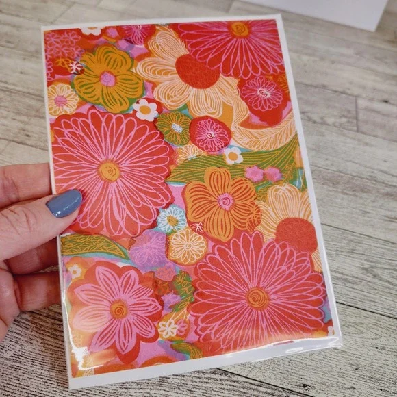 Floral Greeting Card Blank Note Card Colorful Flowers‎ Stationery Any Occasion
