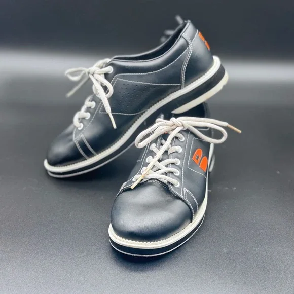 Brunswick Bowling Shoes Mens 7.5 Black Copa K250-1 Lace Up Contrast Stitch