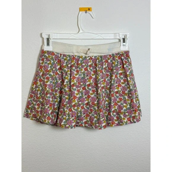 Old Navy Girls Floral Skort Size M 8 Pink Yellow Blue Ribbed Waistband