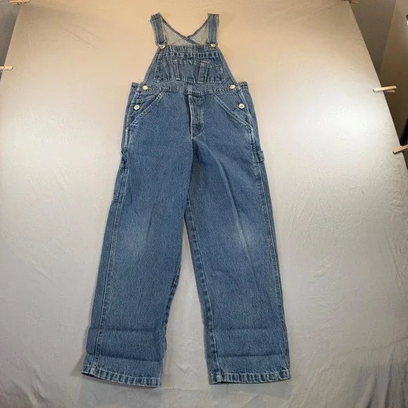 Old Navy Kids Vintage Denim Carpenter Overalls‎ Size 8 Medium Wash Cotton 100%