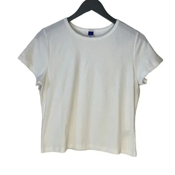 Old Navy Short Sleeve Ribbed Top.‎ Size Large White NWT