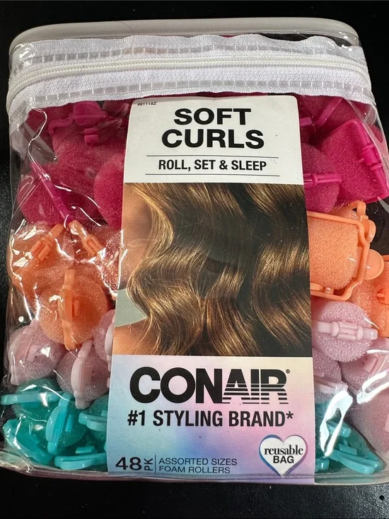 Soft Curls Foam Rollers - Assorted Pink, Orange, Lavender & Teal new