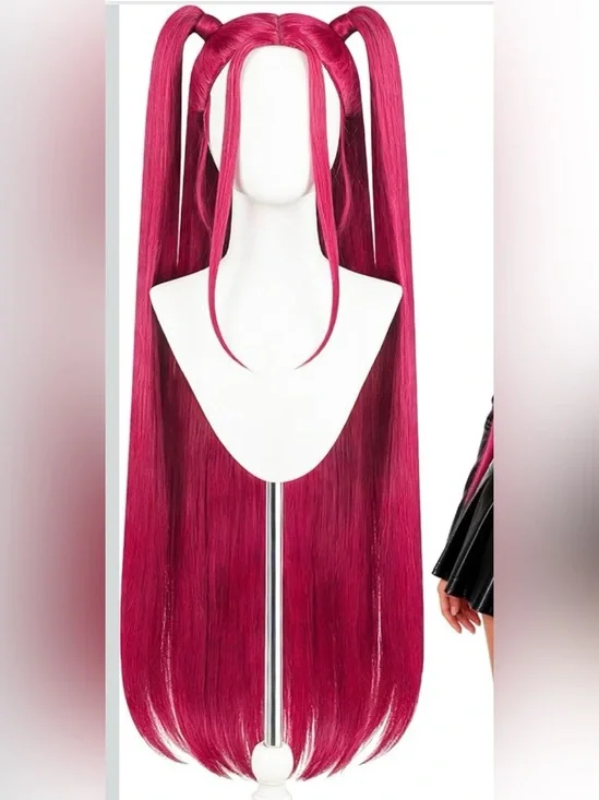 Long Fuchsia Women’s Wig - Stylish Double Ponytail Mira K Pop Demon Hunters