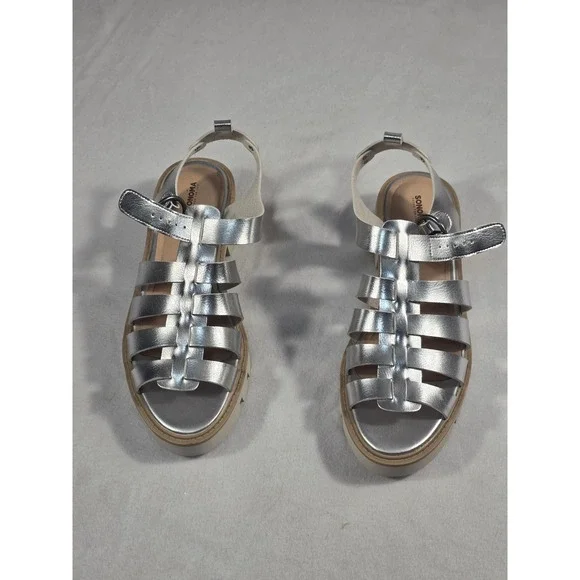 Sonoma Goods For Life Silver Metallic Gladiator Platform Sandals Womens 9.5