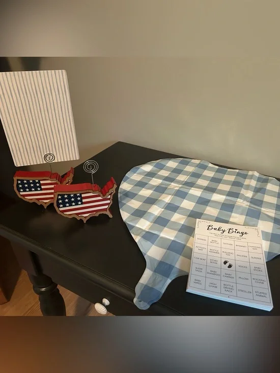 All American Baby Party Backdrop - Red on Light Blue