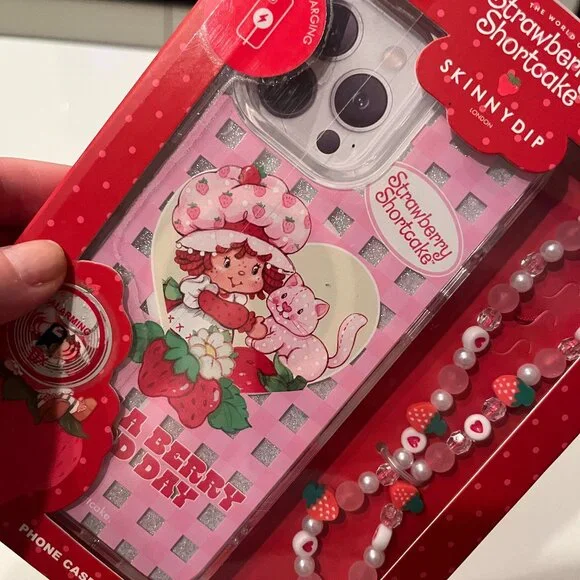 Strawberry Shortcake Phone Case with Beaded Strap iPhone 13 Pro‎ Max 14 (NEW/x)