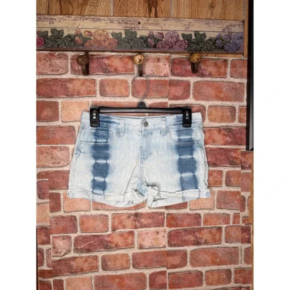Old Navy Girls Denim Shorts Size 14 Light Wash Tie Dye Stripe Jean Shorts