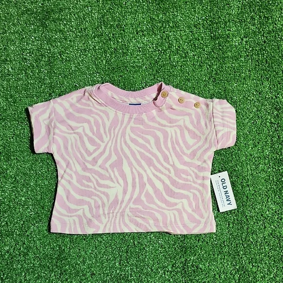 Old Navy Pink and White Zebra Baby GirlTee