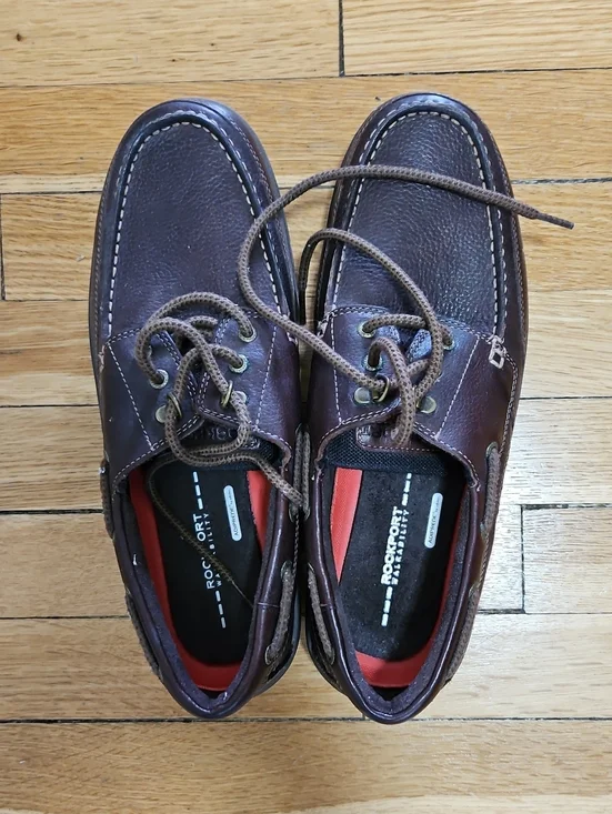 Rockport Brown Leather Men’s Boat Shoes with Red Insoles