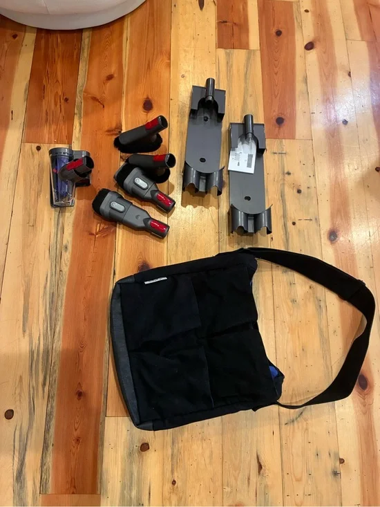 Dyson Black Carry Bag with Multiple Red-Accent Vacuum Accessories