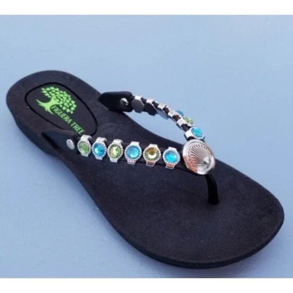 Sammy Beautiful‎ Crystal Flip Flops Sandals SUPER COMFY Size 10