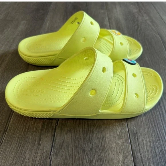 Crocs Classic Sandal 2.0 Neon Yellow Double Strap Slide Womens 9 Mens‎ 7
