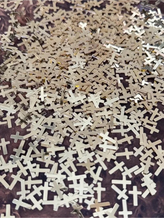 Gold Cross Confetti | 0.5 oz Religious Table Scatter | Baptism, First Communion,