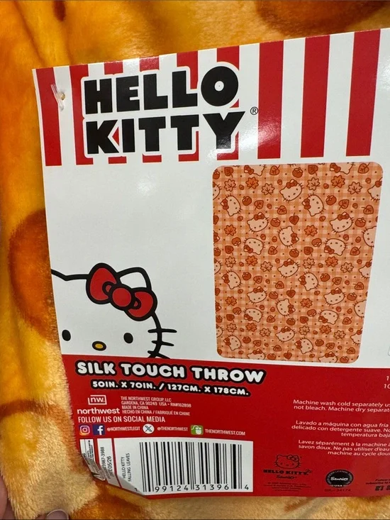 Hello Kitty Orange and Red Silk Touch Throw Blanket