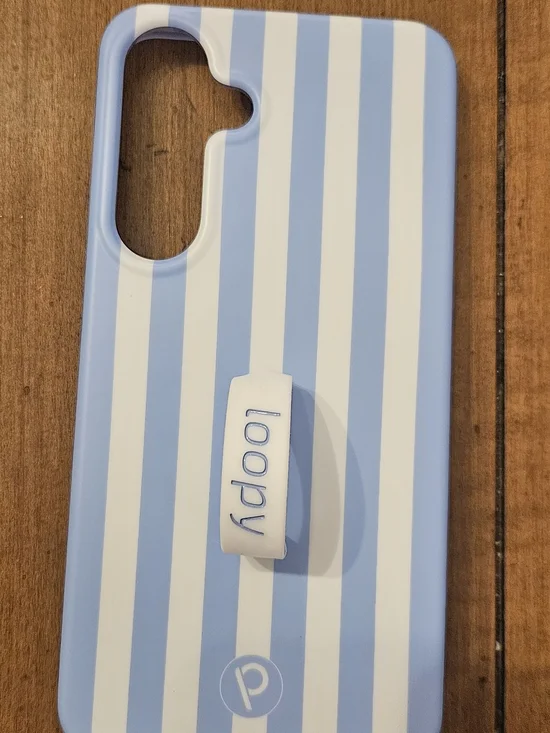 Loopy Case Blue & White Striped Phone Case with Built-In Loop Grip S25 Plus