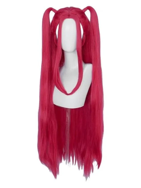 Women's Rose Red Synthetic Fiber Cosplay Halloween Costume Double Braid Wigs