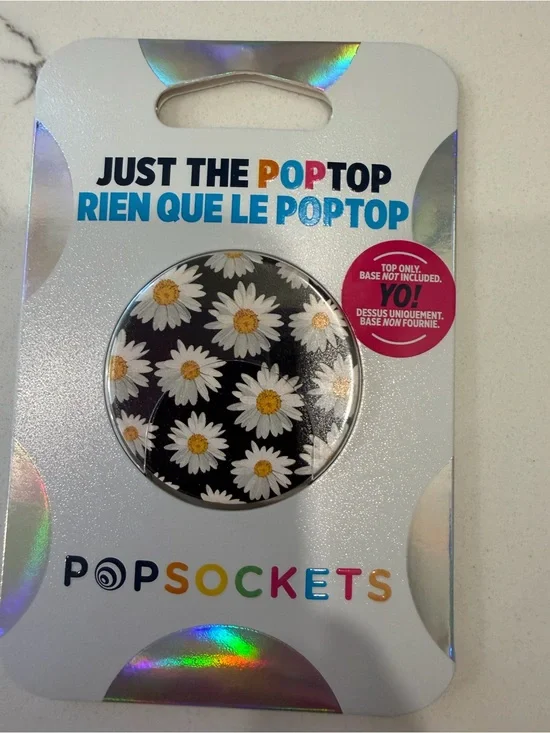 PopSocket PopTop Daisy Pattern Phone Grip – Black, White, Yellow