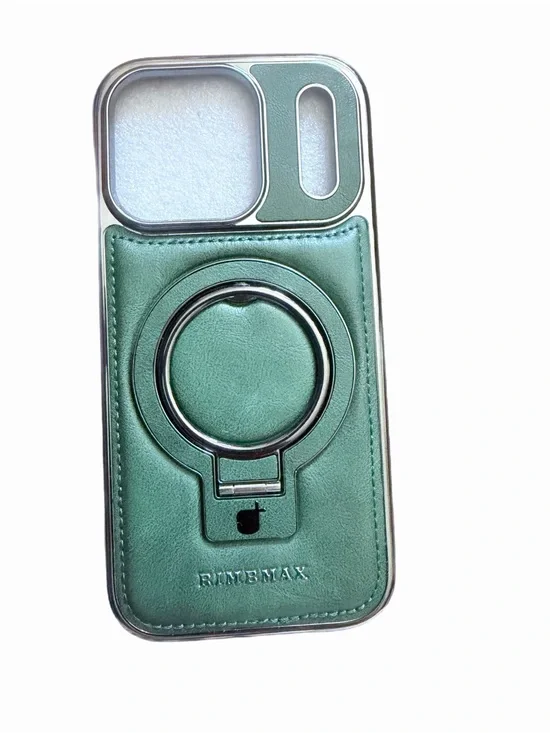 Green Rimemax Magnetic Ring Wallet Case for iPhone 17 Pro