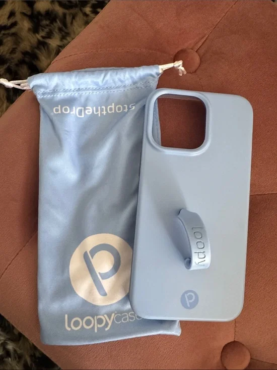 Loopy Case Pale Blue Phone Case with Loop Grip and Pouch
