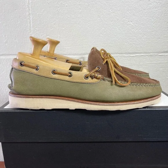 Todd Snyder x LL Bean Boat Shoes Casual Green Brown Suede Slip On Men's 11.5 D