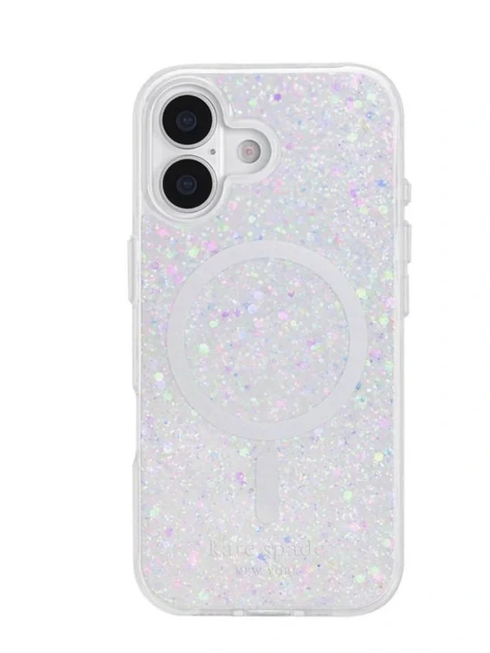 kate spade Iridescent Glitter MagSafe iPhone Case - Sparkling White