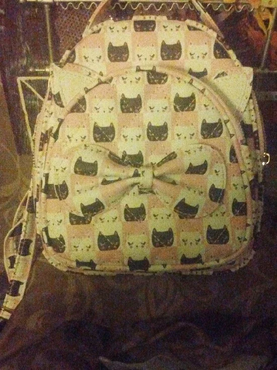Under One Sky Pink Cat Print Mini Backpack