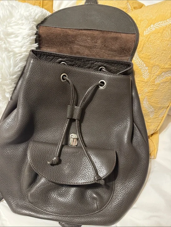Eddie Bauer Classic Pebbled Leather Backpack in Dark Brown