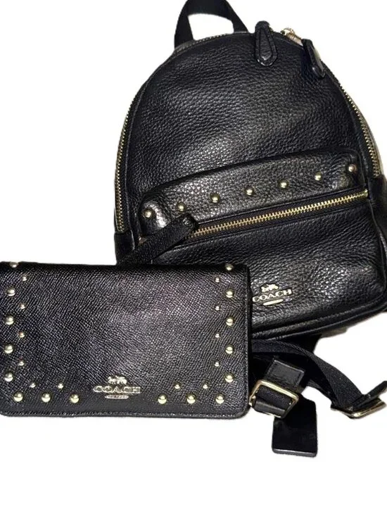 COACH Mini Charlie Backpack with Studs and Wallet Brand New