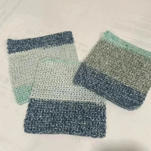 Hand Crocheted Washcloth/Dishcloth - Set of 3