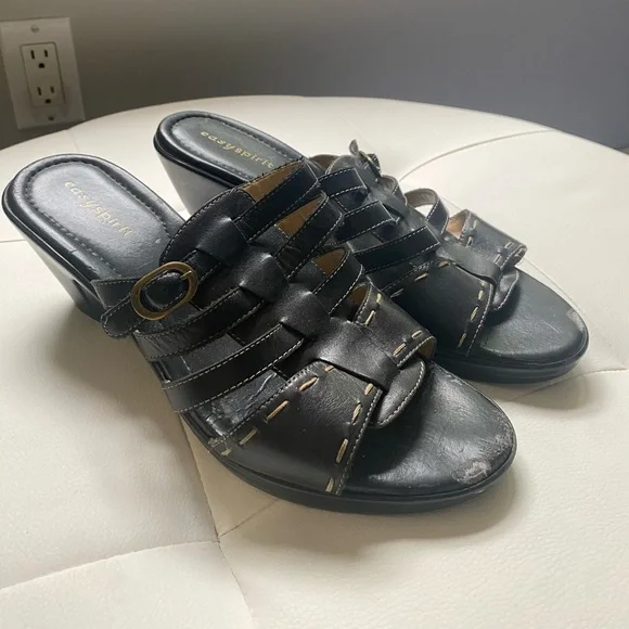 Easy Spirit Black Wedge Sandals