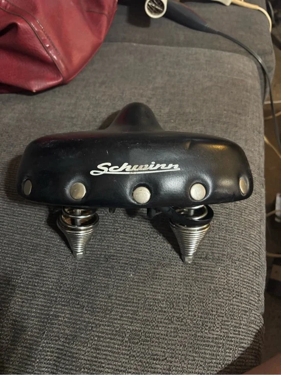 Vintage Black Bicycle Saddle with dual Coil Spring Suspension
