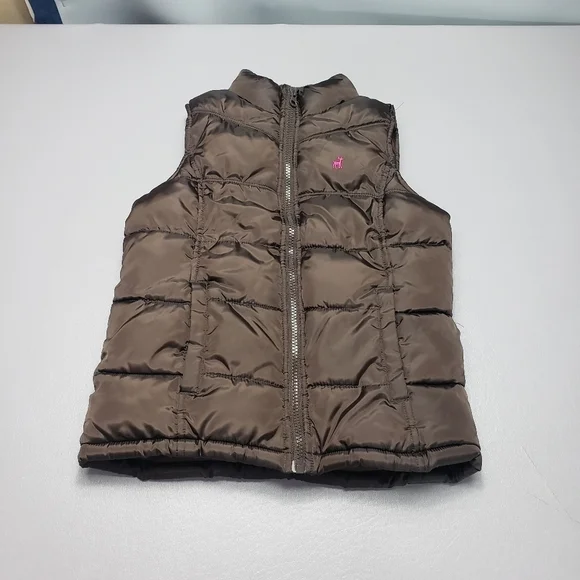 Old navy girls brown puffer winter vest size large
