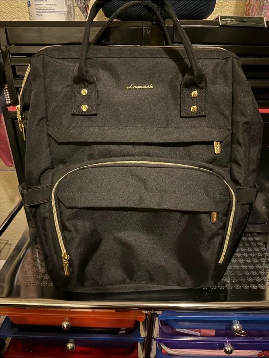 Luvouch Black Backpack Tote with Gold Hardware