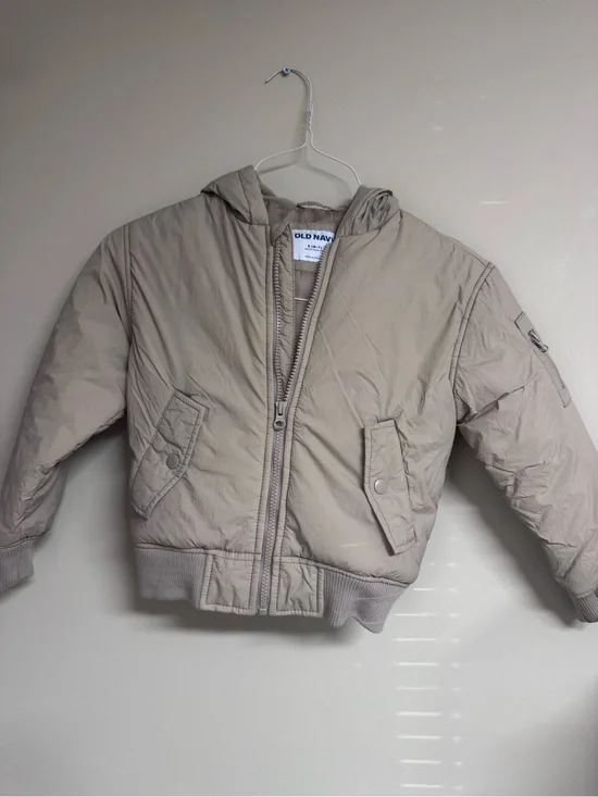 Old Navy Kids Light Beige Hooded Puffer Jacket