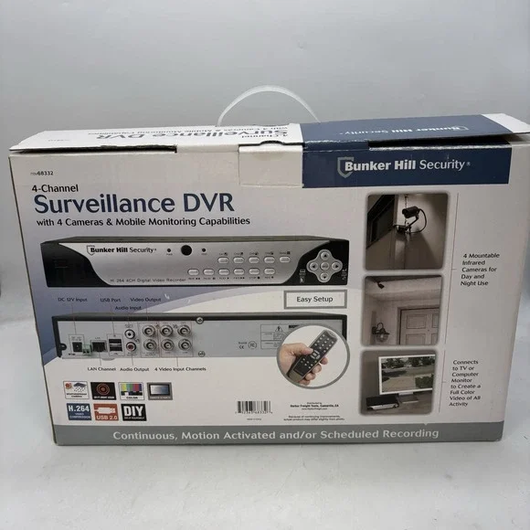 Bunker Hill Security 4-Channel 4-Camera Surveillance DVR Model 68332 Open