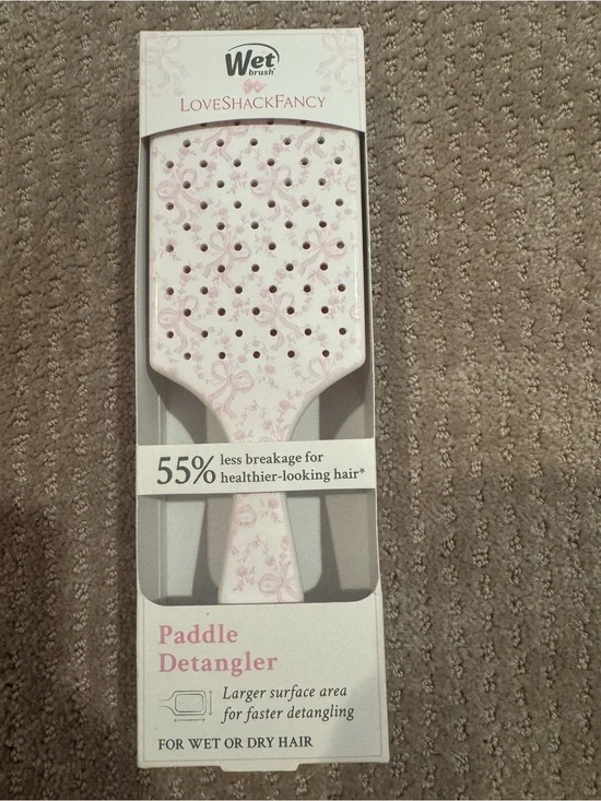 LoveShackFancy Pink Floral Paddle Detangler