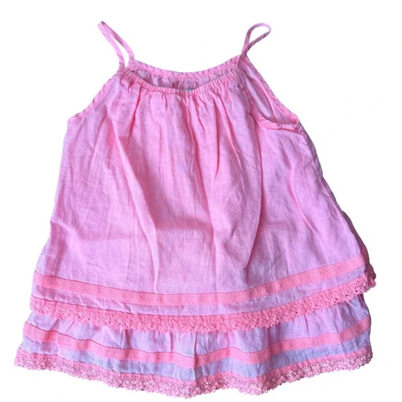 Old Navy Girls Lotus Orange Linen Blend‎ Lace Trim Tiered Cami Tank Top Size S