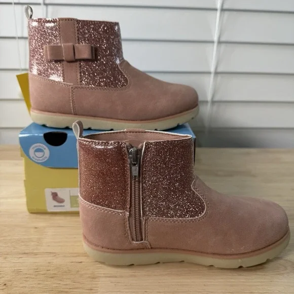 Munchkin Stride Rite Little Girl's Size‎ 12M Avalon Pink Glitter Side-Zip Boots