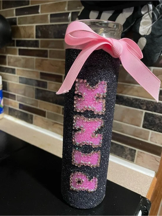 Handmade PINK-Inspired Glitter Candle – Never Used
